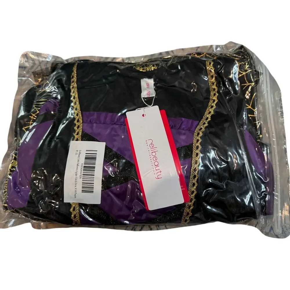 New ReliBeauty Girls Spider Witch Halloween Costume Dress & Hat Size 140 (US 8)